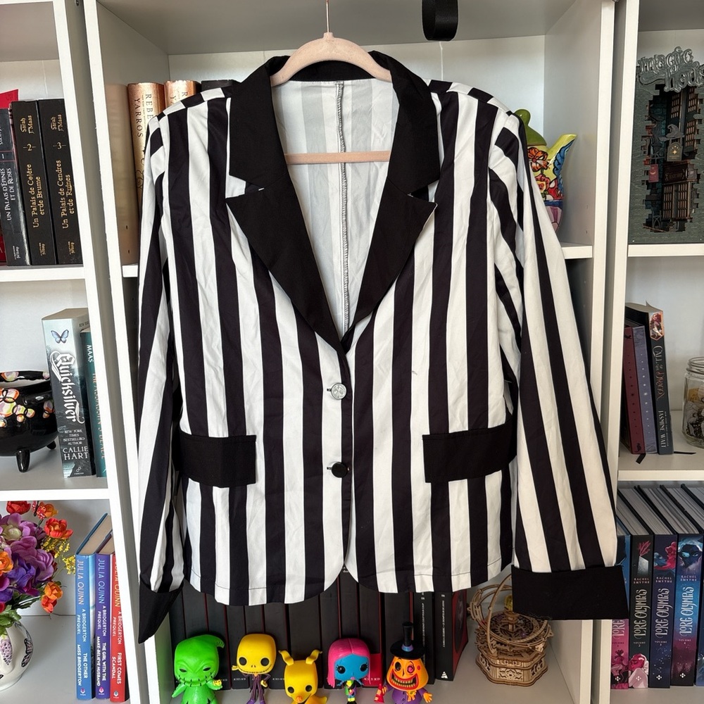 Black and White Striped Women's Blazer
